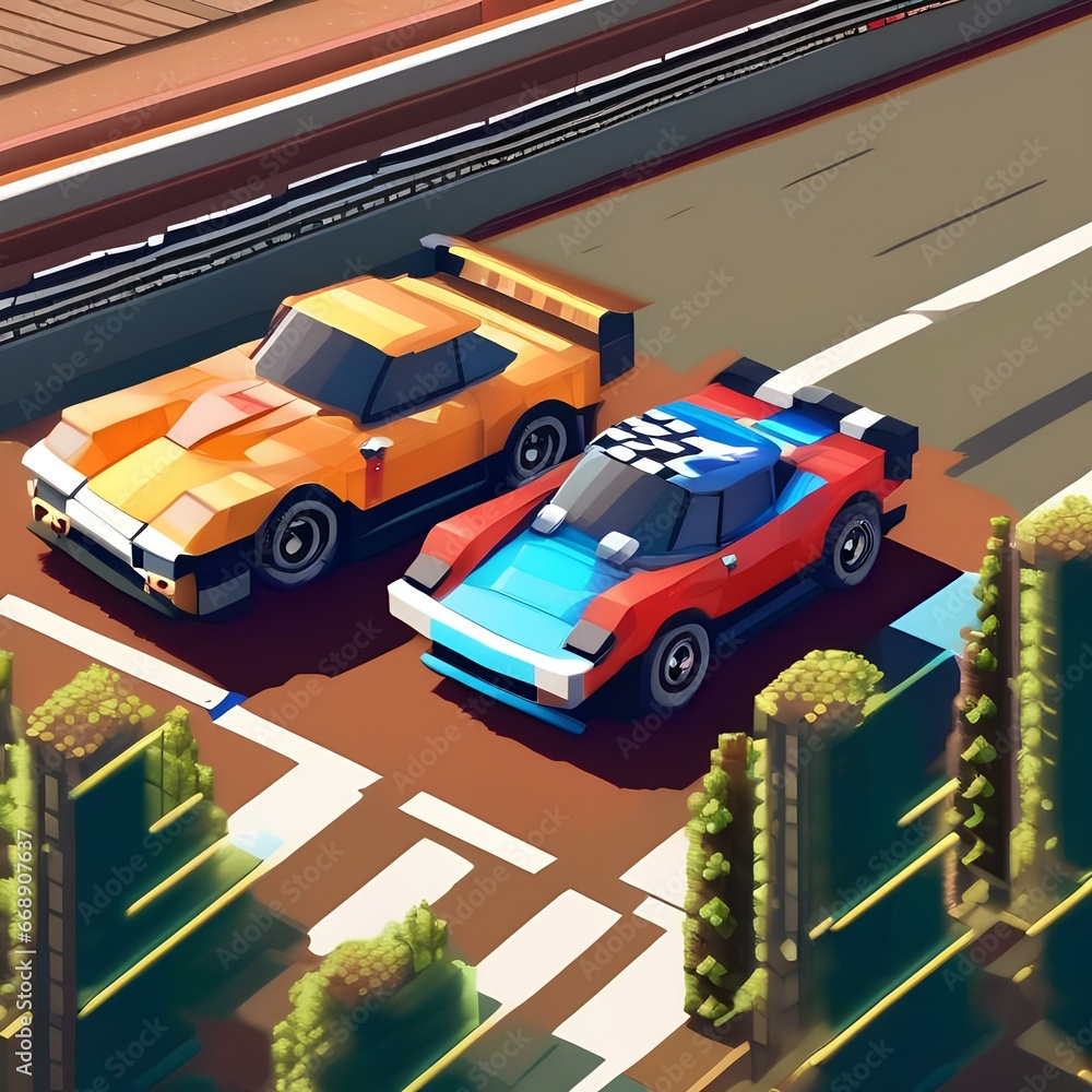 15 Design a pixel art retro car race with pixelated racers and cheering crowds4