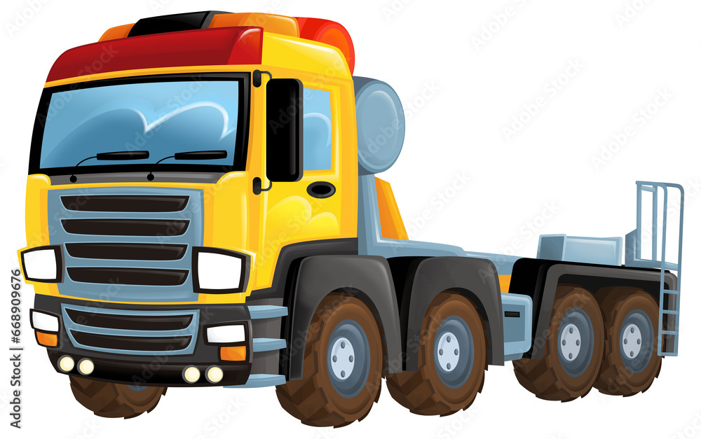 funny cartoon tow or cargo heavy duty truck isolated illustration for children