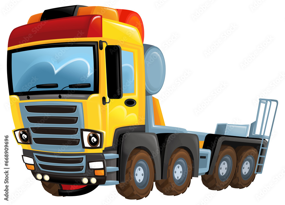 funny cartoon tow or cargo heavy duty truck isolated illustration for children