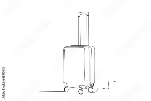 A new design suitcase for the holidays. Baggage one-line drawing