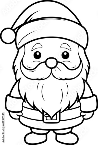 Christmas Santa Claus vector illustration. Black and white outline Christmas Santa Claus coloring book or page for children