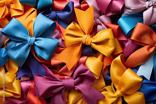 Collage of colorful ribbons and bows
