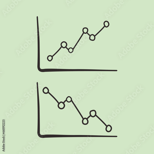 Vector design of rising and falling sales graphs
