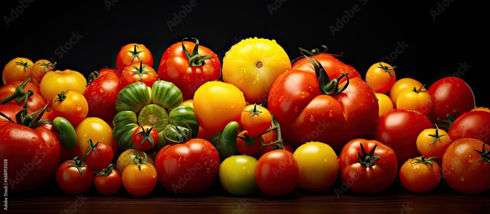 Fresh red and yellow tomato in background photographed Fresh red and yellow tomato in background photographed