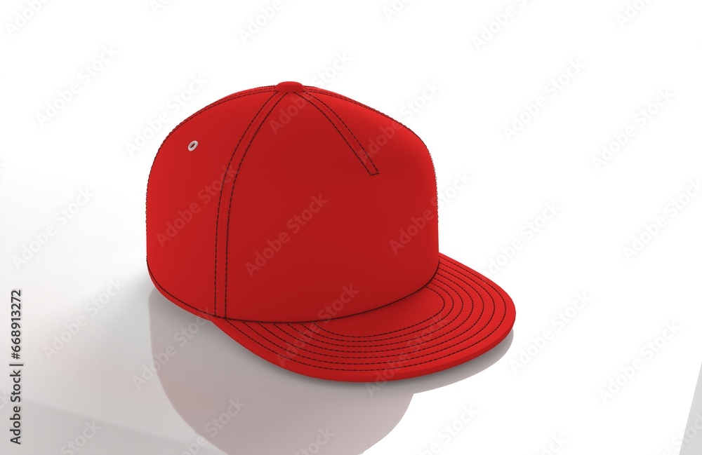 Fototapeta premium Images of red baseball cap isolated on white background. 