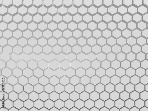abstract 3d rendering of white cubes with hexagons. futuristic technology and design of futuristic surface pattern.