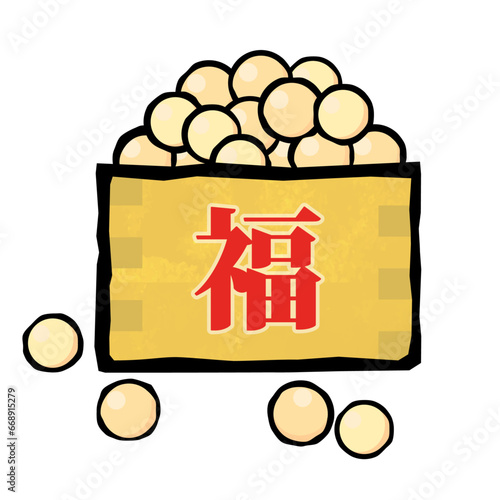 【節分素材】枡に入った福豆