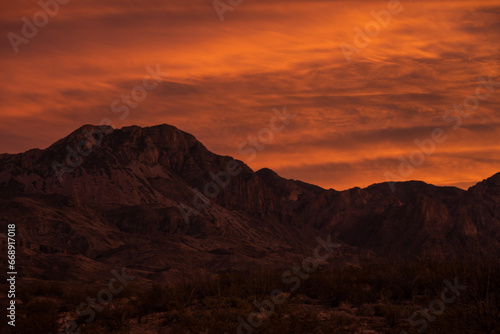 Rows Of Clouds Resemble Waves At Sunset Over The Chisos Mountains In Big Bend