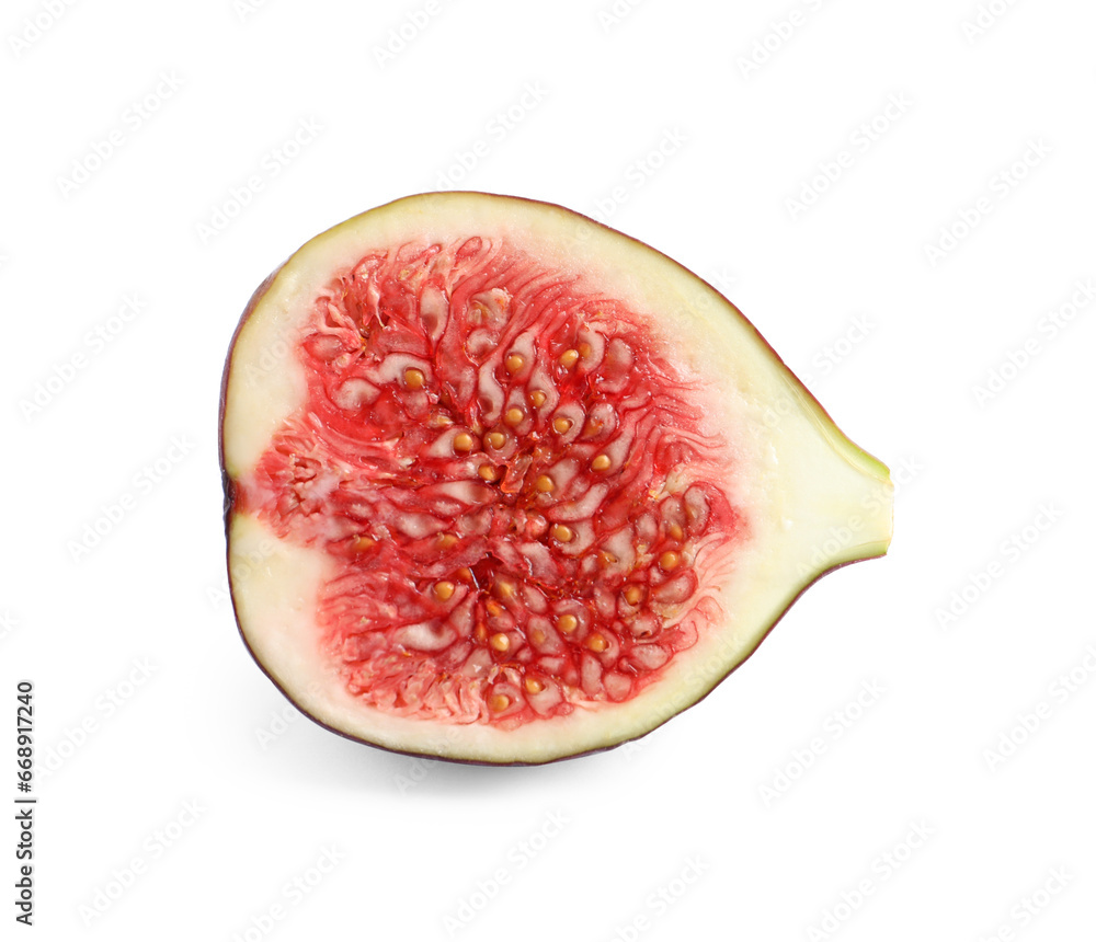Half of fresh fig isolated on white