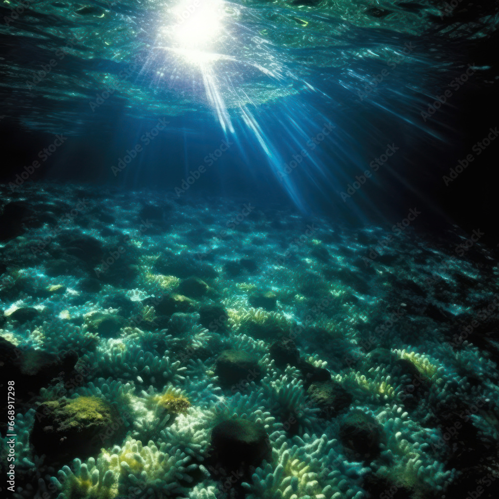 Obraz premium Caustics on the ocean floor with light dancing 
