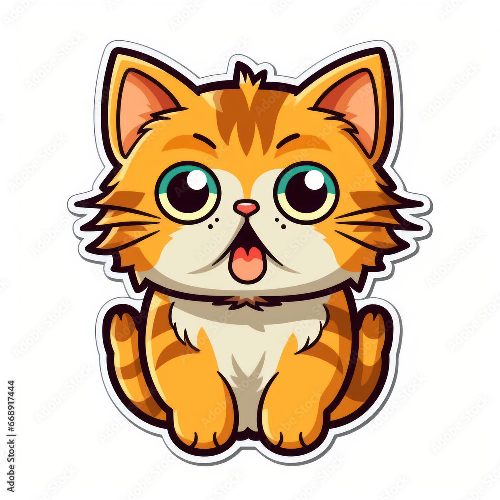  Sticker-style cat with paws on its mouth
