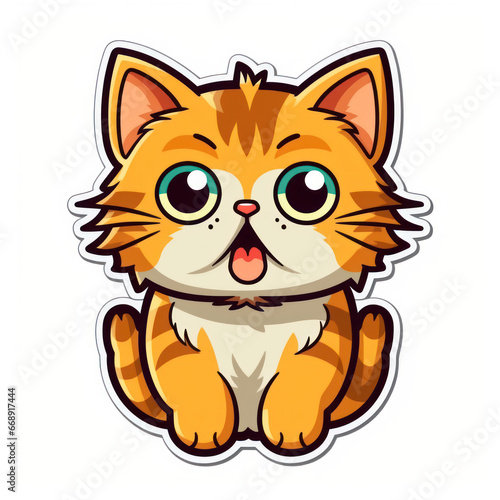  Sticker-style cat with paws on its mouth 
