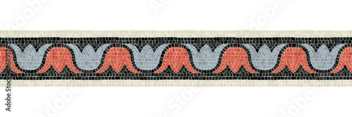 Horizontal border mosaic tiles, vector pattern