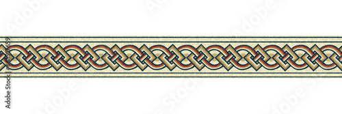 Horizontal border mosaic tiles, vector pattern