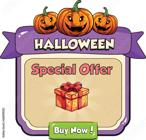 Halloween game ui board pop up scary interface vector illustration