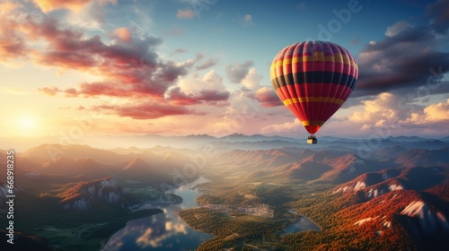 a group of hot air balloons flying over a canyon