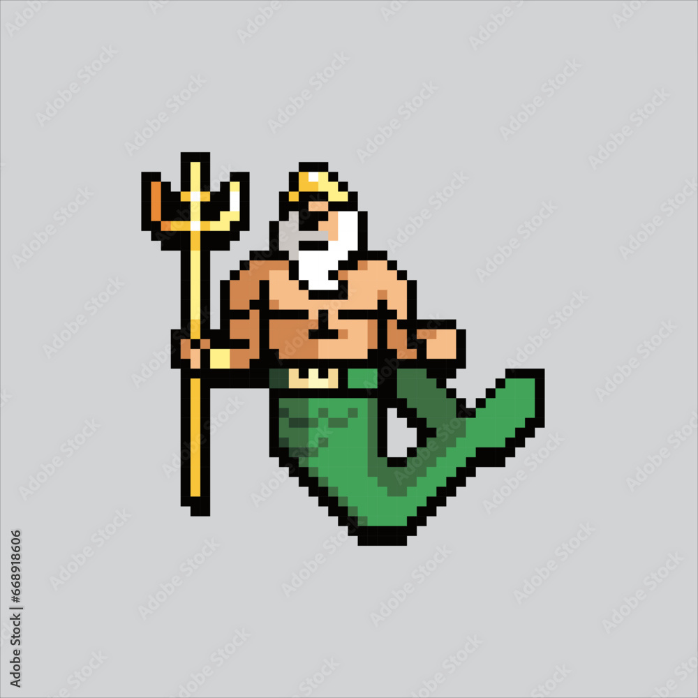 Obraz premium Pixel art illustration Poseidon. Pixelated Greek Poseidon. Greek Mythology Poseidon pixelated for the pixel art game and icon for website and video game. old school retro.