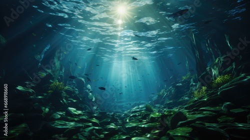 The rays of the sun under water and the seabed © loran4a