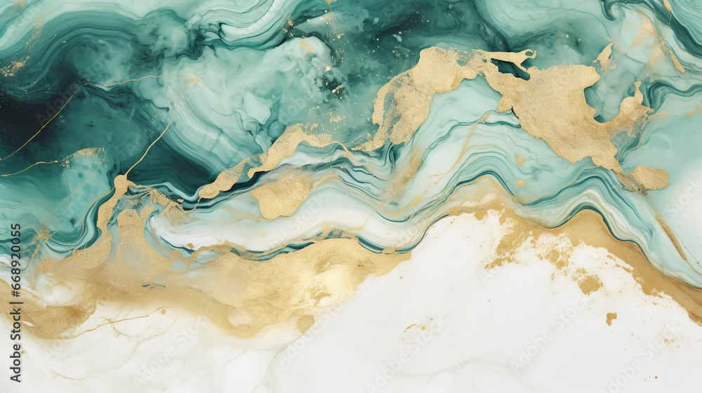 Modern green marble with gold texture, Watercolor abstract background, Nordic emerald green and gold for decorative, 3D painted artificial marbled surface, Generated AI. Modern green marble with gold texture, Watercolor abstract background, Nordic emerald green and gold for decorative, 3D painted artificial marbled surface, Generated AI.