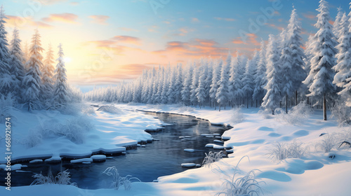 winter landscape over creek © toomi123