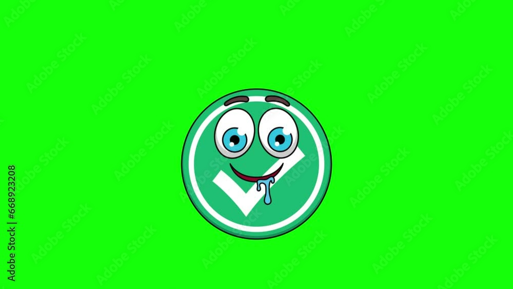 approved symbol cartoon with a drooling face, emoticon animation
approved symbol cartoon with a drooling face, emoticon animation