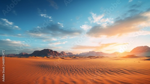 Amazing landscape view of the desert at sunset