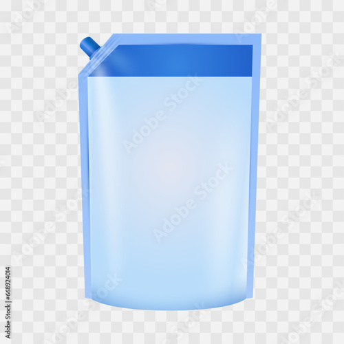 Vector blue doypack packaging with screw cap foil drink bags pouches with spout cosmetic refill