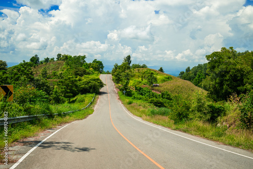curvy road on beautiful Nan mountain in northern Thailand.