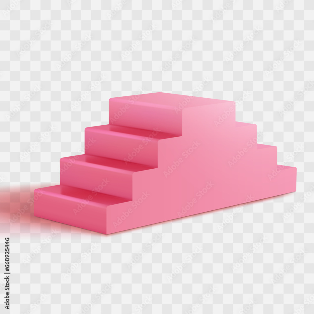Vector realistic pink staircase interior design element