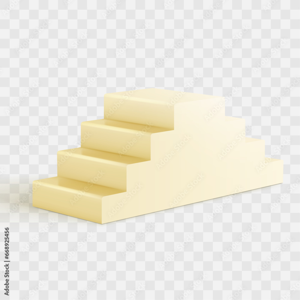 Vector realistic yellow staircase interior design element