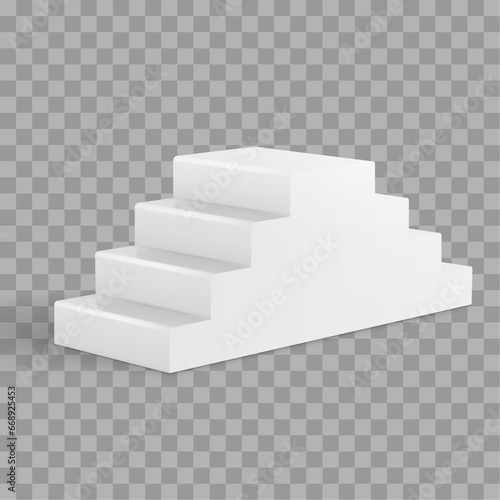 Vector realistic white staircase interior design element on white background