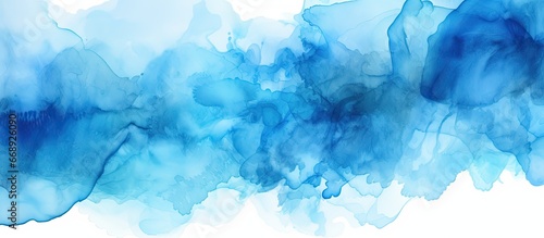 Blue watercolor texture on white backdrop for design