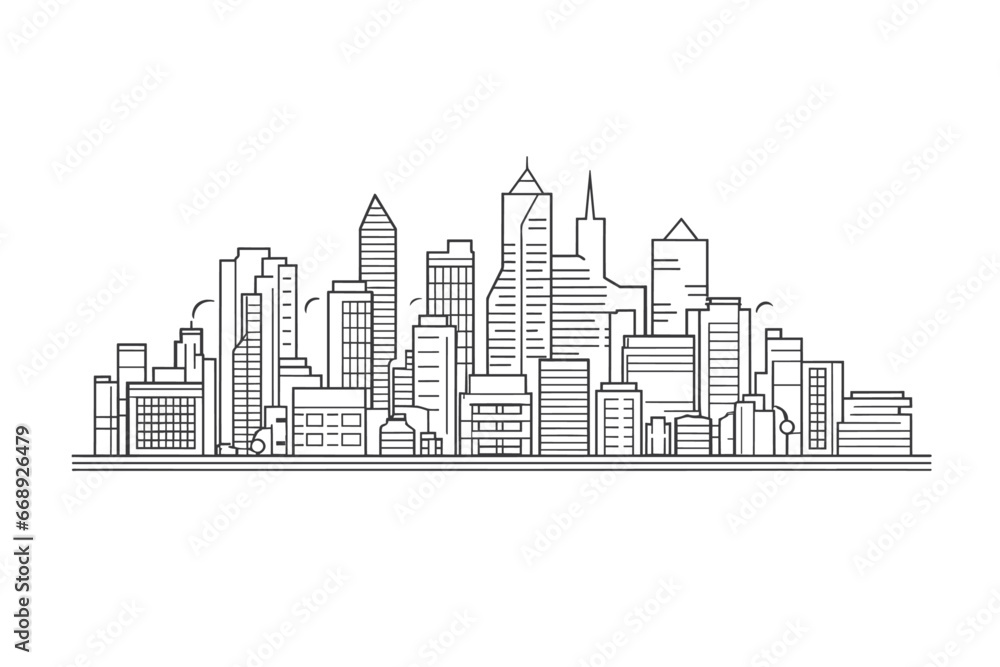 city skyline vector,  line art