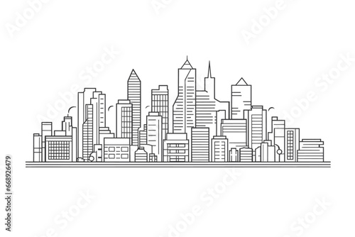city skyline vector   line art