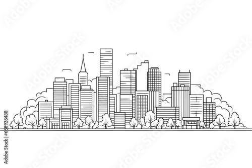 city skyline vector illustration  line art