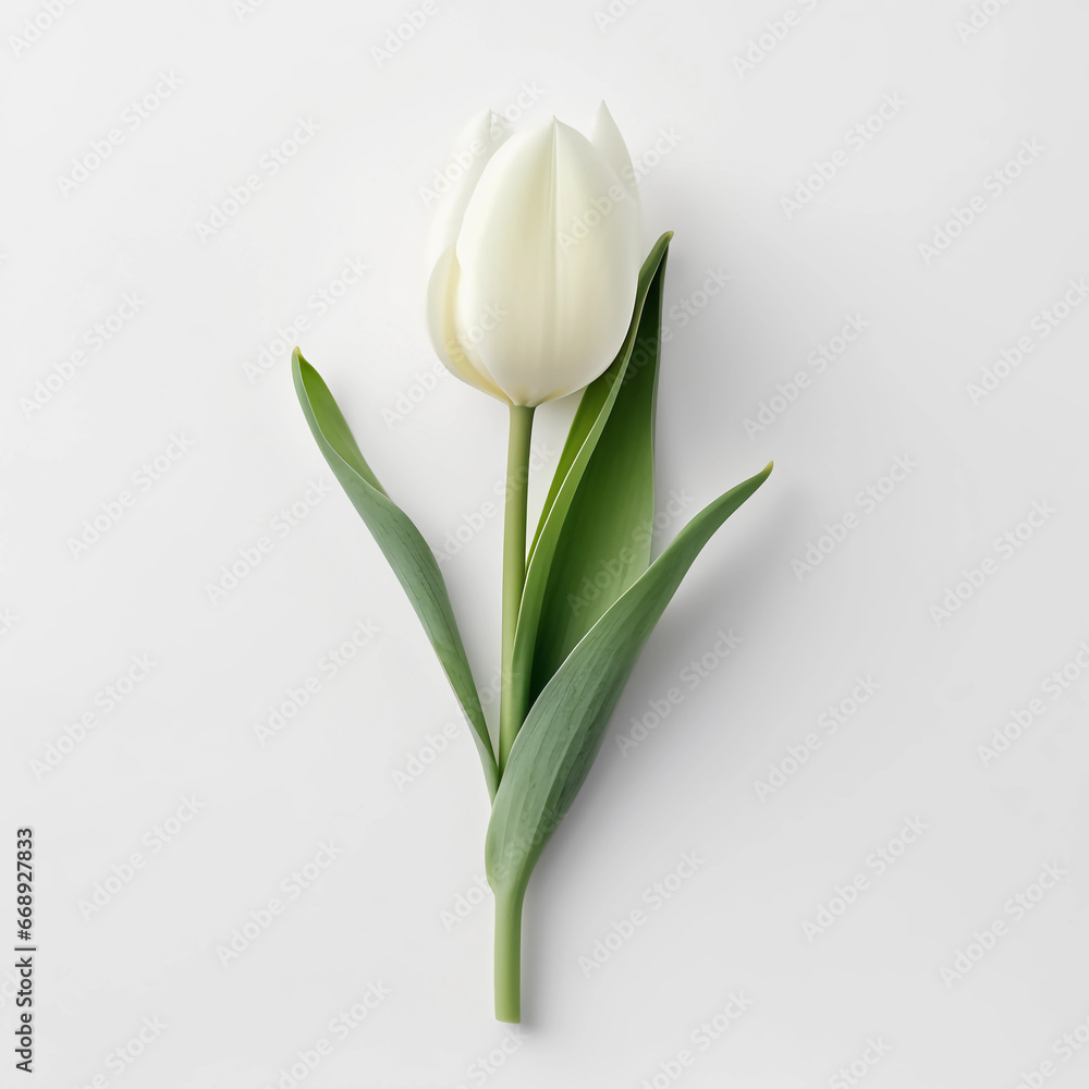 Tulip flower of natural coloring isolated on a white background, Wall decoration photos, Generative AI. Tulip flower of natural coloring isolated on a white background, Wall decoration photos, Generative AI.