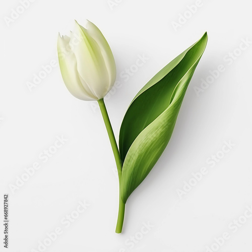 Tulip flower of natural coloring isolated on a white background  Wall decoration photos  Generative AI.