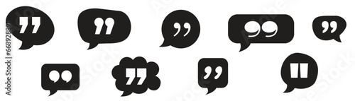 A set of Quote icons inside the speech bubbles.