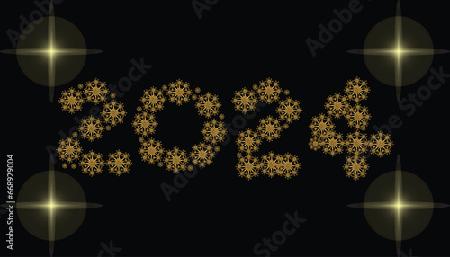 Greeting card Happy New Year 2024.With colorful truncated number illustrations .happy new year.