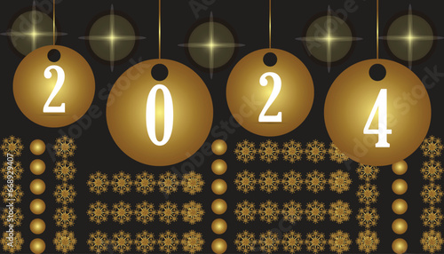 Greeting card Happy New Year 2024.With colorful truncated number illustrations .happy new year.