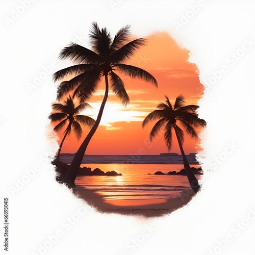 images of beaches at sunset  for t-shirts  summer ads and posters  AI generated