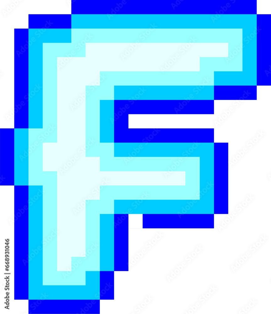 Obraz premium Pixelated Alphabet Letter F