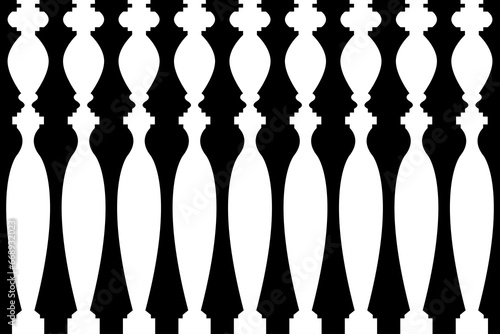 Abstract of balustrade pattern vector. Design european style of stripe white on black background. Design print for texture  3d  rendering  architecture  interior wallpaper. Set 5