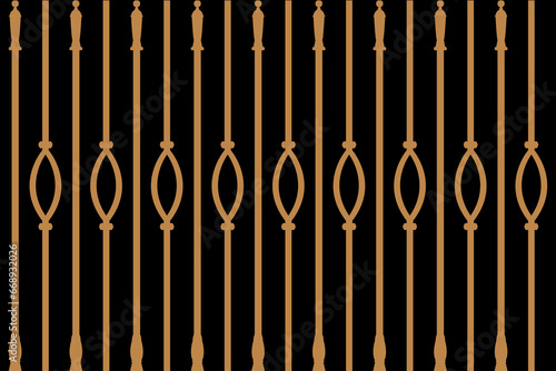 Abstract of balustrade pattern vector. Design european style of stripe gold on black background. Design print for texture, 3d, rendering, architecture, interior,wallpaper. Set 8