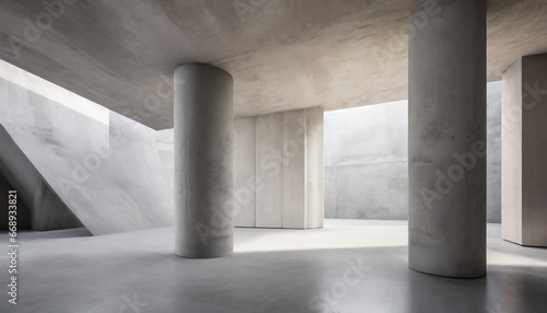 abstract modern interior background with concrete pillar