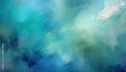 abstract blue background pattern in grunge texture design blue green and turquoise colors in mottled grungy painted illustration © Emanuel
