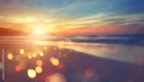 abstract blurred sunlight beach colorful sunset on the beach