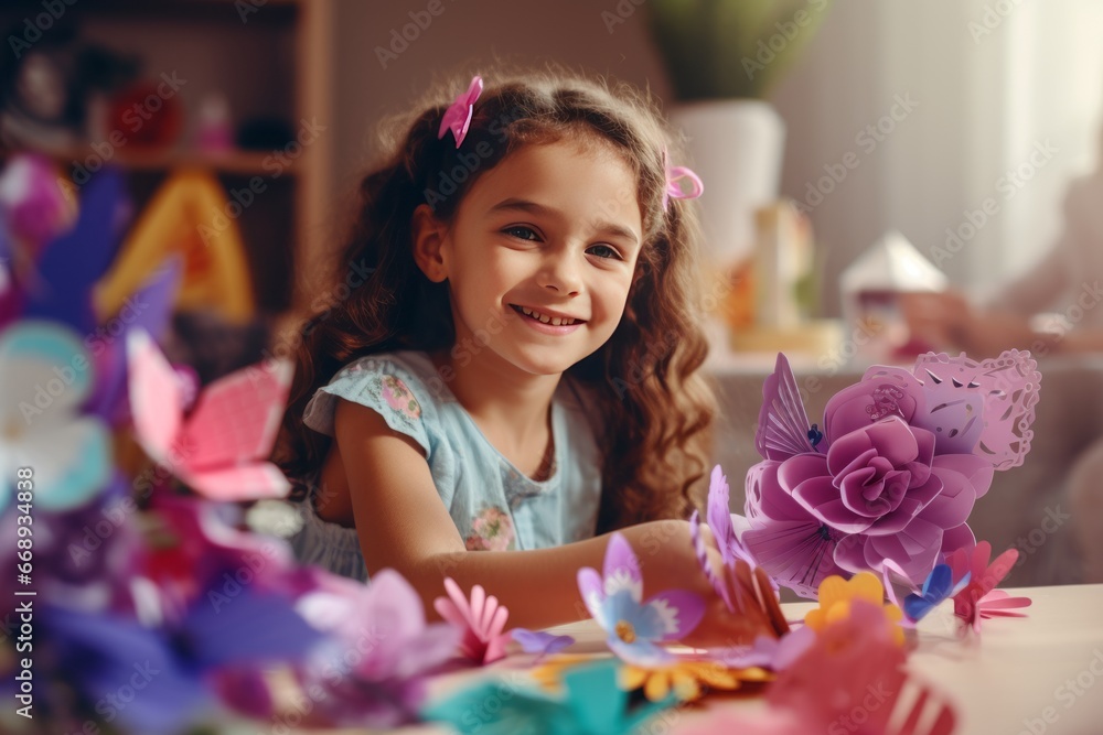 An 8-year-old girl's birthday: The living room was transformed into a crafty wonderland as the birthday girl enjoyed arts and crafts with her parents, grandparents, and cousins.
