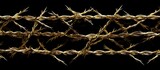 AI renders 3 high res segments of golden barbed wire patterns with transparency