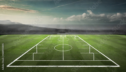 soccer grass field with chalk lines